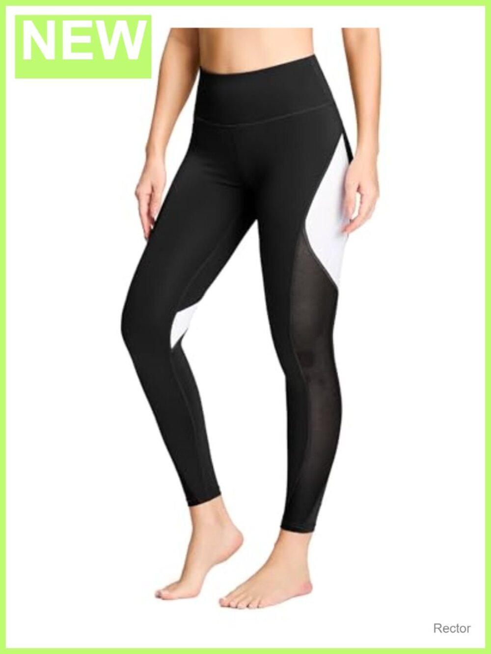 Women's High Rise Workout Leggings Mesh Color Blocking Running Tights